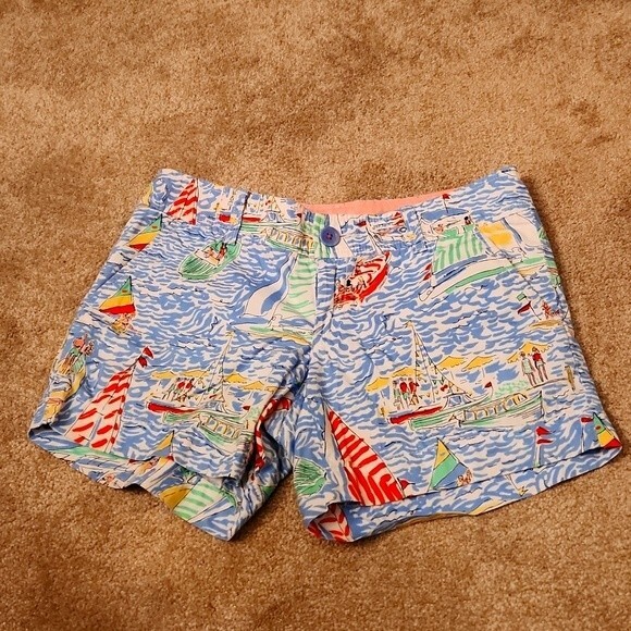 Lilly Pulitzer "Get Nauti" Blue Nautical Boats Callahan Shorts Size 2 - Picture 1 of 9